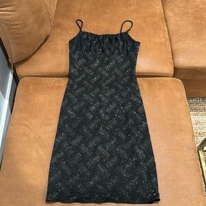 Black sparky Y2K midi dress
